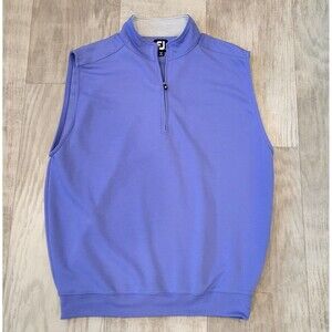 FootJoy FJ Men's Sz M Sleeveless 1/4 Zip Golf Vest Pullover Blue Outdoor Sports